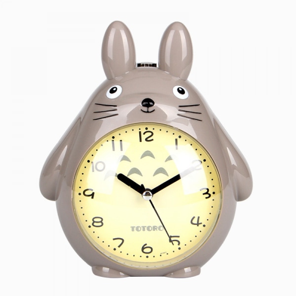 Alarm Clocks For Bedrooms, Cartoon Alarm Clock Totoro Alarm Clock Night Light, Student Children's Home Decoration Desktop Clock(Grey)