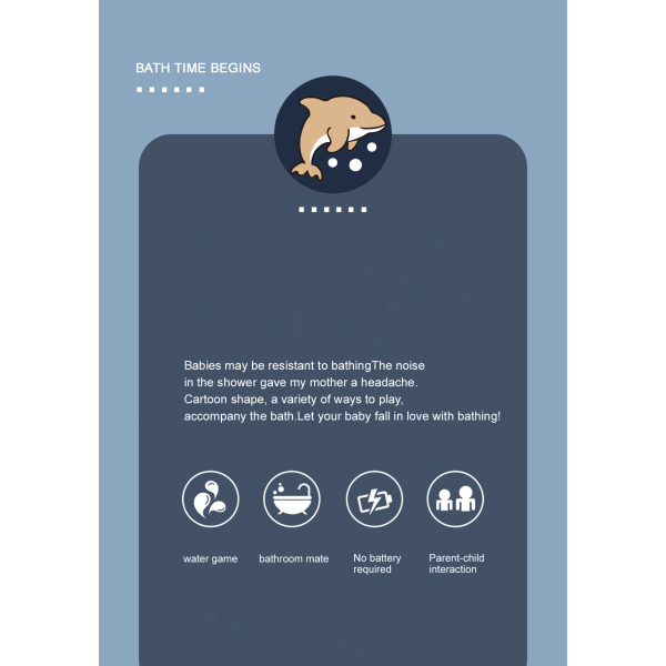 Tee kylpyajasta hauskaa kylpyhuoneen delfiini-vesisuihkulelun avulla - imukuppimuotoilu, täydellinen pojille ja tytöille kylpyajan leikkiin