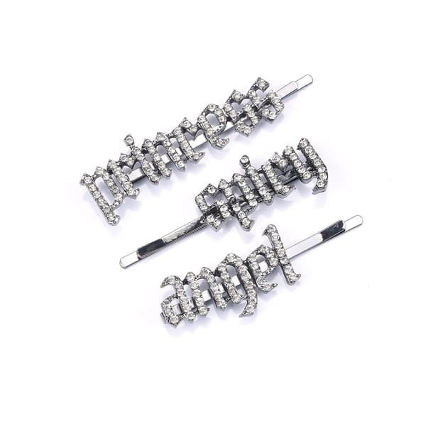 Brev rhinestones tredelt hårklippesett Hårtilbehør hodeplaggsett hårklips sideklips klips