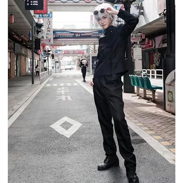 Anime Cosplay Kostym Kimono Robe Geto Suguru Cosplay Outfit Uniform Halloween Anime Kostym med Peruk L