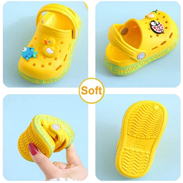 Barn Clogs Pojkar Flickor Söta Cartoon Toddler Sandaler Barn Tofflor ----- Gul （Storlek 22-23）