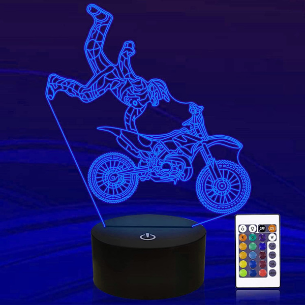 WJ 3D Moottoripyörä Auto Yövalo Led Lamppu Illuusio 16 Väriä Vaihtuva Pöytä Työpöydän Koriste Lamput Syntymäpäivälahja Akryyli USB-Kaapelin Leikki