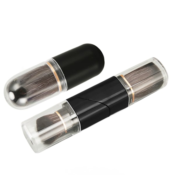 Dobbelt Hoved Retractable Pudderbørste Bærbar Delikat Bløde Børster 360° Rotation Retractable Makeup Børste til Hjemmet