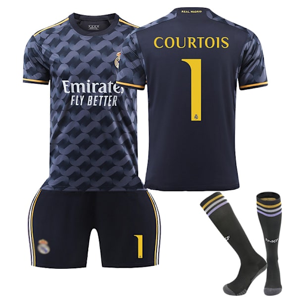 Real Madrid bortaställ för barn 23/24 med strumpor 1 COURTOIS Children's size22