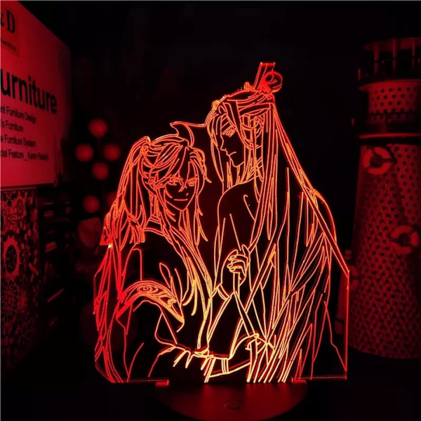 WJ Mo Dao Zu Shi LAN Zhan Akryl 3D Ljus Led Illusion Bordslampa Manga Gadget Present Barn Sovrumsdekor Anime Belysning Pojkar Leksaker Natt