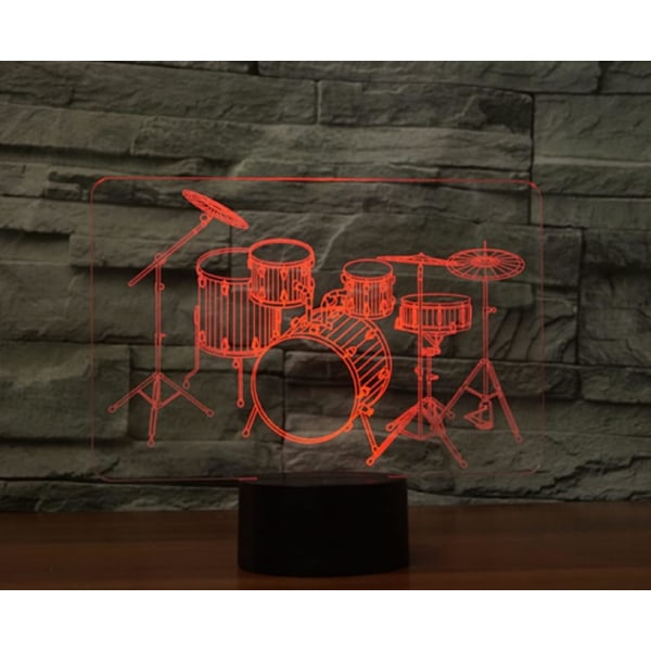WJ 3D Trumset Fjärrkontroll 16 Färger Nattljus Illusion Akryl LED Bordslampa Sänglampa Barn Sovrum Skrivbordsdekor Födelsedagspresenter Leksak för Barn
