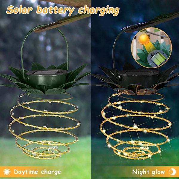 2 Utomhus Solcellsdrivna Hängande Lampor - 60LED vattentäta solcellsdrivna ananaslampor Utomhus trädgård, camping, uteplats veranda gräsmatta bakgård landskap