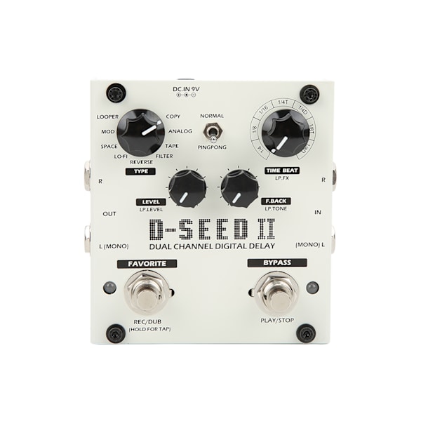 Multi Pedal Effekt 2 Kanals Digital Delay Stereo Looper 8 Moduser for Elektrisk Gitar