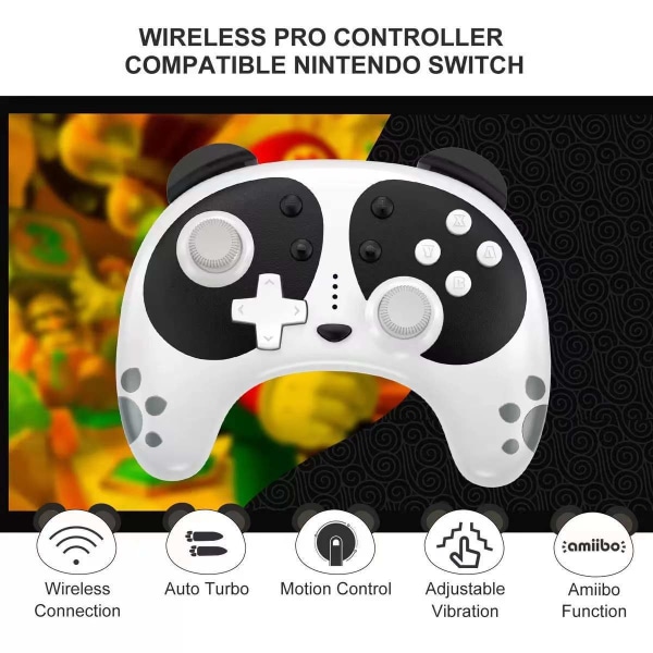 STOGA trådlös handkontroll för Nintendo Switch, med Switch Lite/PC/Switch OLED, med Turbo/Dual Vibration/NFC Wakeup（Vit）