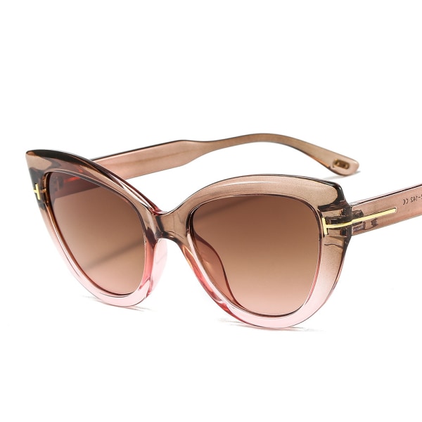 Cateye solglasögon för kvinnor Mode spegelglas metallram