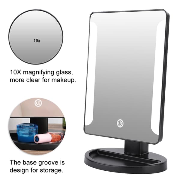 Touch Screen 38 LED Lighted Makeup Vanity Mirror Kosmetisk Spejl med 10X Manifying (Sort)