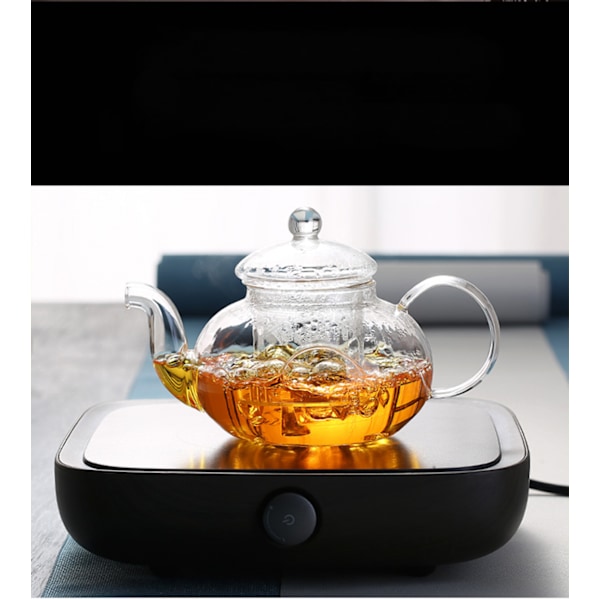 400 ml glastekanna med löstagbar infuser, spishällssäker tekanna, blommande och lösa tebladssats