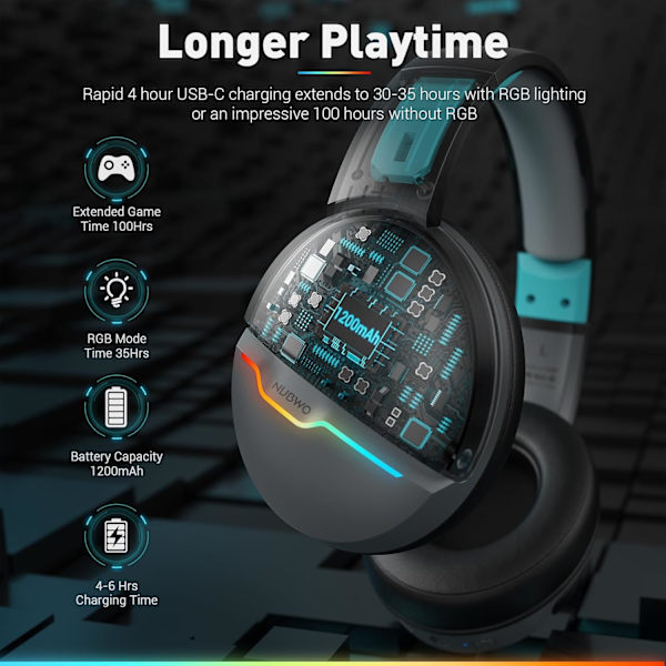 G08 Dubbla trådlösa spelheadset med mikrofon för PS5, PS4, PC, mobil, surfplatta: 2,4 GHz trådlöst + 5,3 Bluetooth - Lätt - R