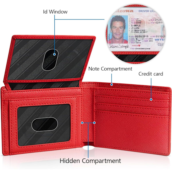 Plånböcker för män 15 kortfodral Slim Rfid Läder 2 ID-fönster med presentförpackning Herrtillbehör