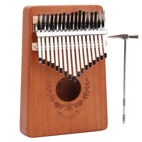 Kalimba Tommelfingerklaver Mahogni Lille Bærbar 17 Tangenter til Begynder Musikinstrument LTK17S (Naturlig)