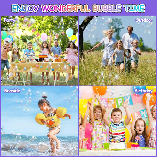 Snigel Automatisk Uppladdningsbar Bubbelmaskin för Pojkar och Flickor, Present från 3 år, Bubbelpistol med Belysning, Fantastisk Bubbelstav purple