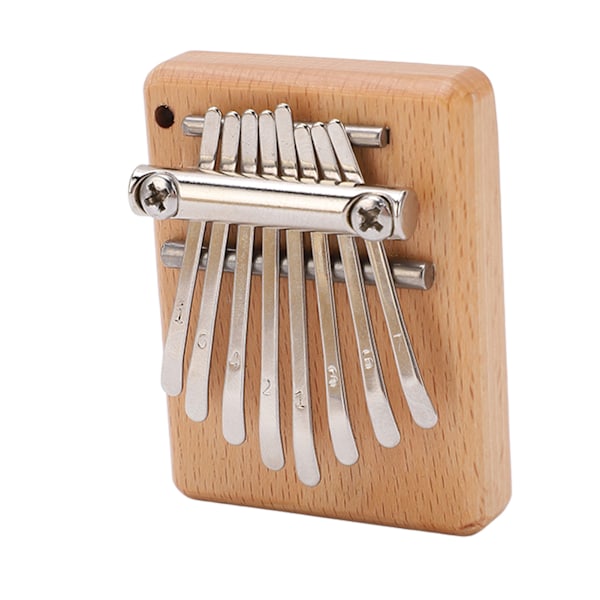 Tommelpiano 8 Tangenter Mini Bøk Kalimba Bærbar Finger Spilleinstrument med Lanyard