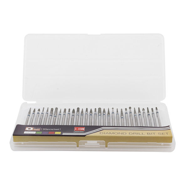 30 st/set Diamantslipningshuvud Nagelkonst Borr Poleringshuvud Kit Nagelborrmaskin Tillbehör B