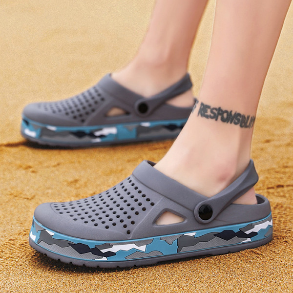 Unisex trädgårdsträskor skor | Strandvattenskor | Slip on bekväma skor luftkuddesandaler tofflor-grå(43 EU-storlek）