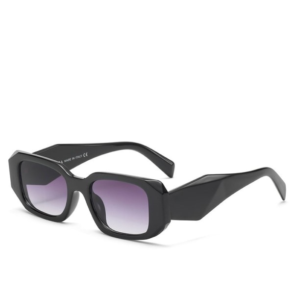 Mode retro rektangulära solglasögon män kvinnor 90-tal trendiga oregelbundna hexagon rektangulär chunky bred båge, UV