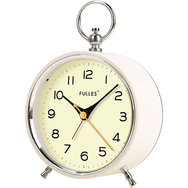 SAYTAY Analog Klocka Larm Klocka Icke Ticking med Nattljus Snooze Funktion Tyst Rund Retro Batteridriven Crescendo 4 tum Liten Enkelt Design Tabl