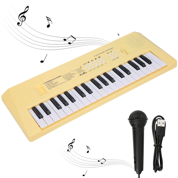 BF‑3738 Musikalsk Keyboard Elektrisk Klaver med 37 Tangenter til Begyndere Uddannelsesinstrument Gul