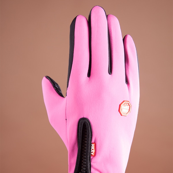 Cykelhandskar för män och kvinnor - Termohandskar med thermal Antisladd för sportarbetscykel Golf Rosa（XL）