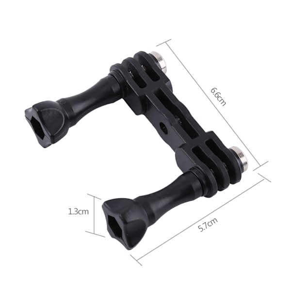 Svart dubbeladapterfästehållare kameraadapter med lång skruv för Gopro Hero 2/3/3+/4 kamera