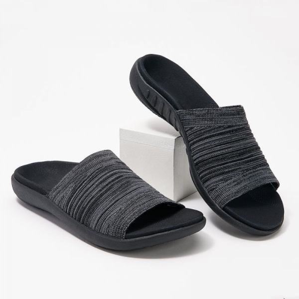 Andrea Open Toe Slide Slipper for kvinner med fuktavvisende materiale for innendørs/utendørs komfort og buesupport
