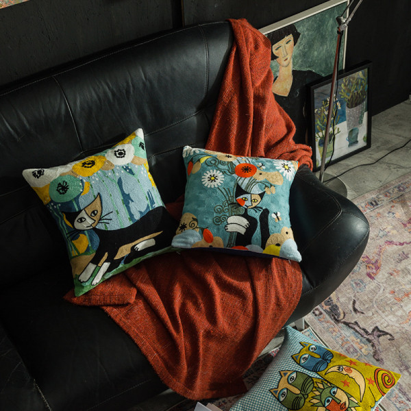 - Set med 2 dekorativa case för soffa inomhussäng, abstrakt mönster hemsoffa Cover Örngott Presentsäng Bil Bostad Hem, 18 x 18 tum--4545
