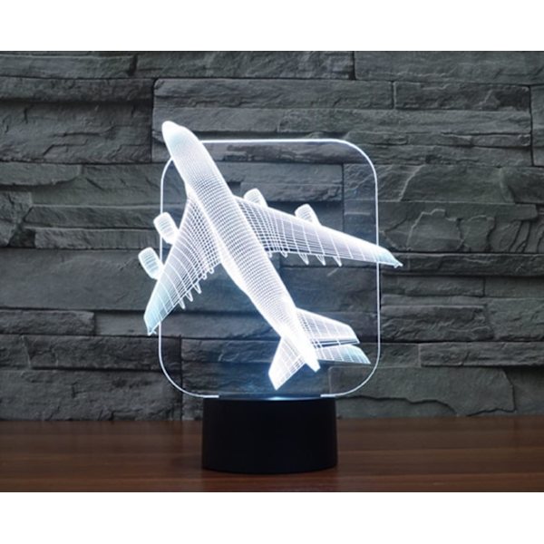 WJ 3D Flyvemaskine Fjernbetjening 16 Farve Natlys Illusion Akryl LED Bordlampe Sengelampe Børneværelse Skrivebordsdekoration Fødselsdagsgaver Legetøj til Børn