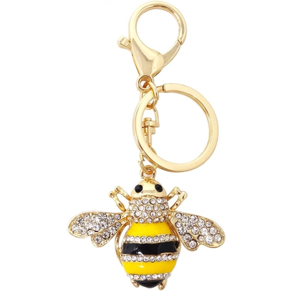 1 ST Rhinestone Little Bee Nyckelring Humla Bee Sparkling Keyring Djur Nyckelring Dekor i en låda för väska Plånbok