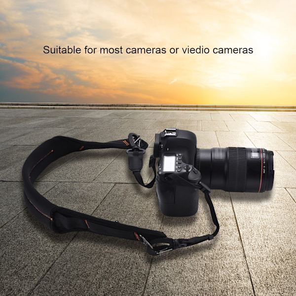 Caden Hållbar Justerbar Tre Stopp Ersättning Axelrem för Videokamera DSLR Svart
