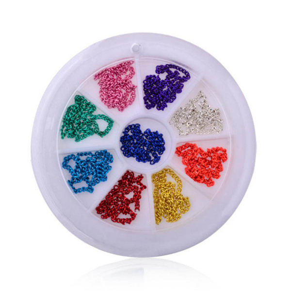9 farver harpiks neglekunst dekoration kæde punk DIY neglekunst manicure charme terning