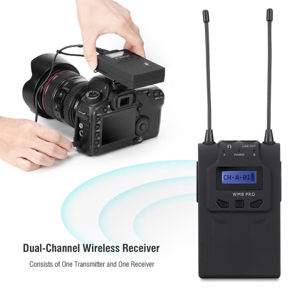 BOYA BY-WM8 Pro K1 UHF trådløst Lavalier mikrofonkit til ENG-videokameraer