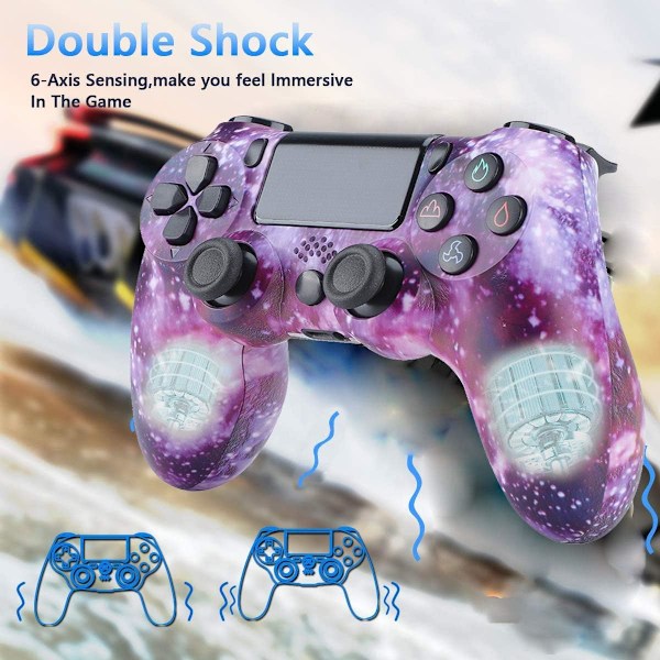 Dotpet PS4 Controller, Trådløs Controller Kompatibel med PS4/PS4 Pro/PS4 Slim/PC med Touch Panel/Audio Funktion/6-Axies Sensor/Du