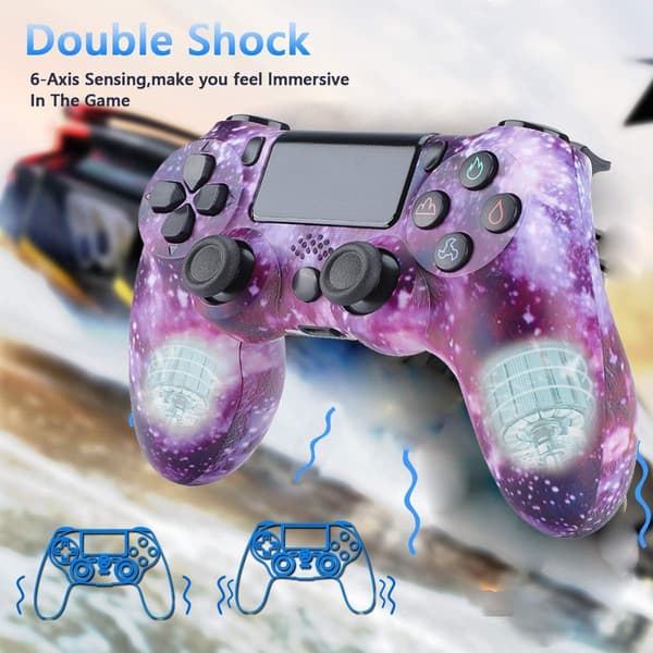 Dotpet PS4-kontroller, Trådløs kontroller kompatibel med PS4/PS4 Pro/PS4 Slim/PC med berøringspanel/lydfunksjon/6-akset sensor/Du