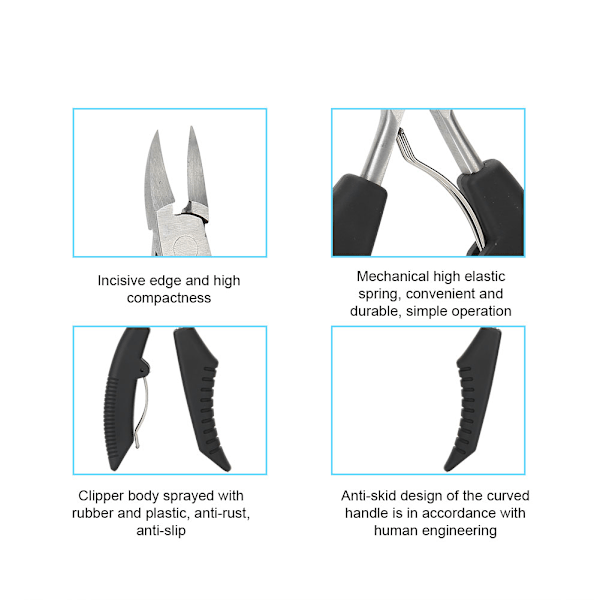 Fingernaglar Tånagel Nagelbandssax Tjock Inväxt Tånagel Klippare Tång Pedikyrverktyg Svart