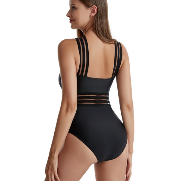 Kvinder Crisscross One Piece Badedragt Mave Kontrol Badedragt Front Crossover Badetøj, Sort, M