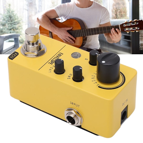 Gul liten elektrisk gitarr effektpedal varm naturlig dynamisk simulerad mini bas effektpedal ersättning