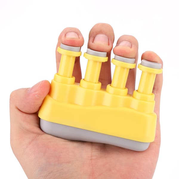 PUNK Hand Finger Exerciser Grip Training Strengthener för gitarr bas piano spelare gul