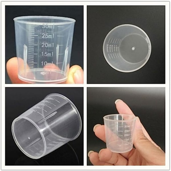 30 ml Medicinkoppar Plastlaboratoriegraduerad bägare Flytande kopp-Mini Klar Köksbakning Matlagning Hemmalab Mätverktyg (10 förpackningar, 1 oz, genomskinlig)