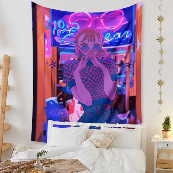 Wekity Anime Gobeläng Estetisk Konst Hembakgrund Tyg Dekor Present Boho Gobeläng för Vardagsrum Sovrumsdekor (614-27, 39 X 59 tum )