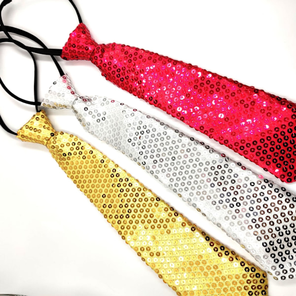Mænds Sequin Slipstøssel Selvbundet Skinnende Slank Halsklæde Mode Cosplay Party Kostume Slipstøssel, Gul