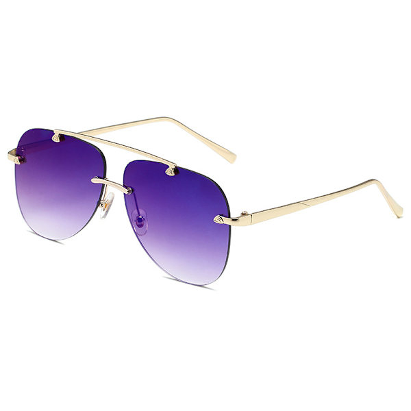Retro Rimless Aviator Solbriller til Kvinder Mænd Klassisk Dame UV400 Beskyttelse Gradient Linse Solbriller