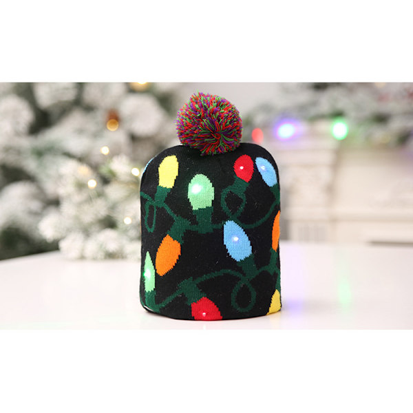LED Glitter Holiday Knit Hat Light Up Glitter Beanie, Knit Light Cap Christmas Tree Hat