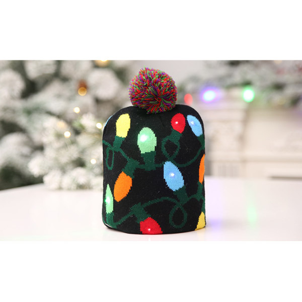 LED Glitter Holiday Stickad Hat Light Up Glitter Beanie, Knit Light Cap Christmas Tree Hat