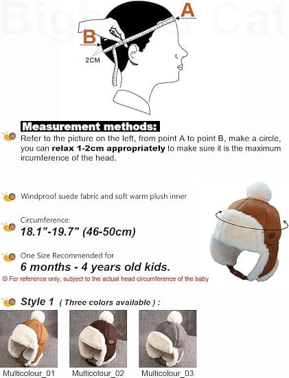 Baby Boy Ushanka Øreklapper Vinter Trooper Hat Unisex Børn Trapper Hat,01