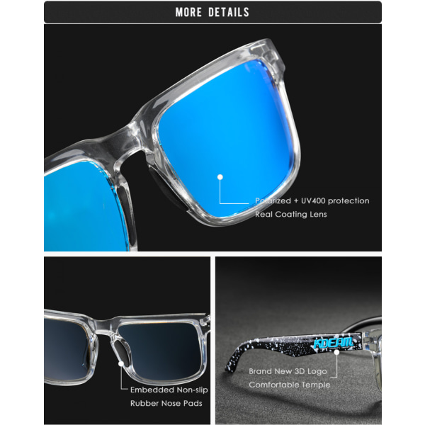 Polariserade solglasögon för män och kvinnor Solglasögon med matt finish Färg spegellins 100 % UV-blockerande