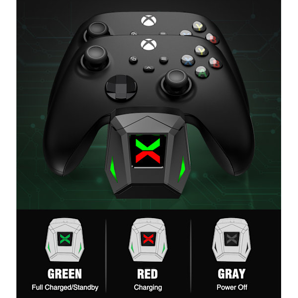 2X2550mAh Oppladbart Batteri + Kontrollerladerstativ for Xbox Series X/S/Xbox One X/Xbox One S